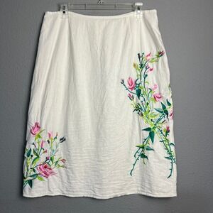Edward White Floral Embroidered Linen‎ Blend Skirt Size 12